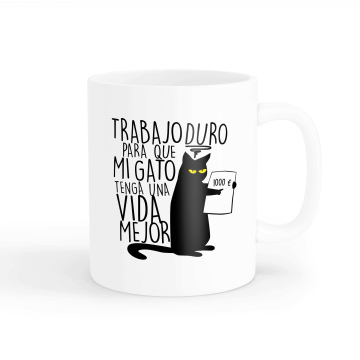 Taza gato "Trabajo duro" - Taza de 350 ml de capacidad  